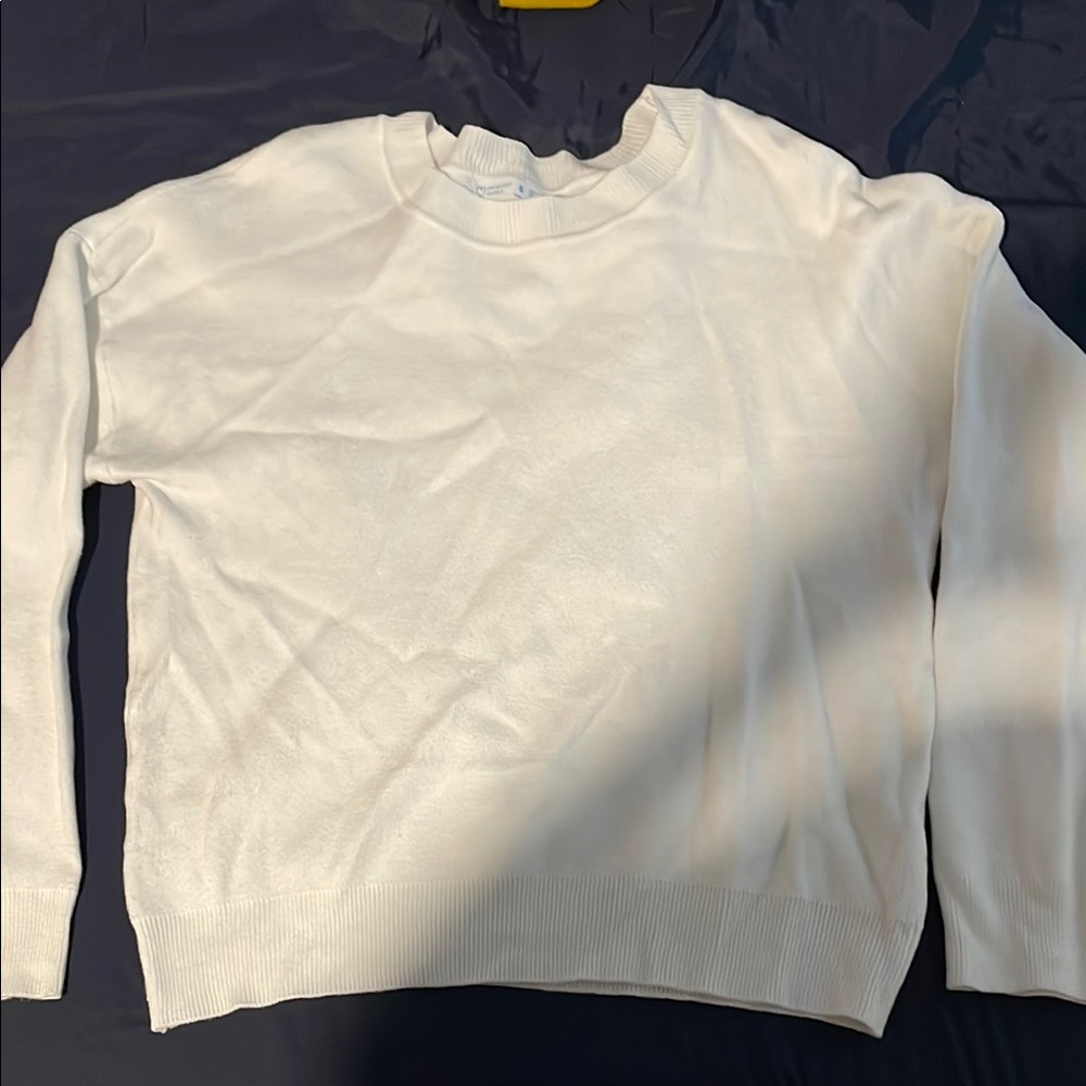 Primark White Crew Neck Sweater Soft Knit Casual
